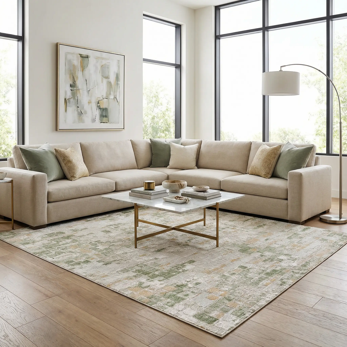 Liveri Green Mosaic Rug by Boutique Rugs