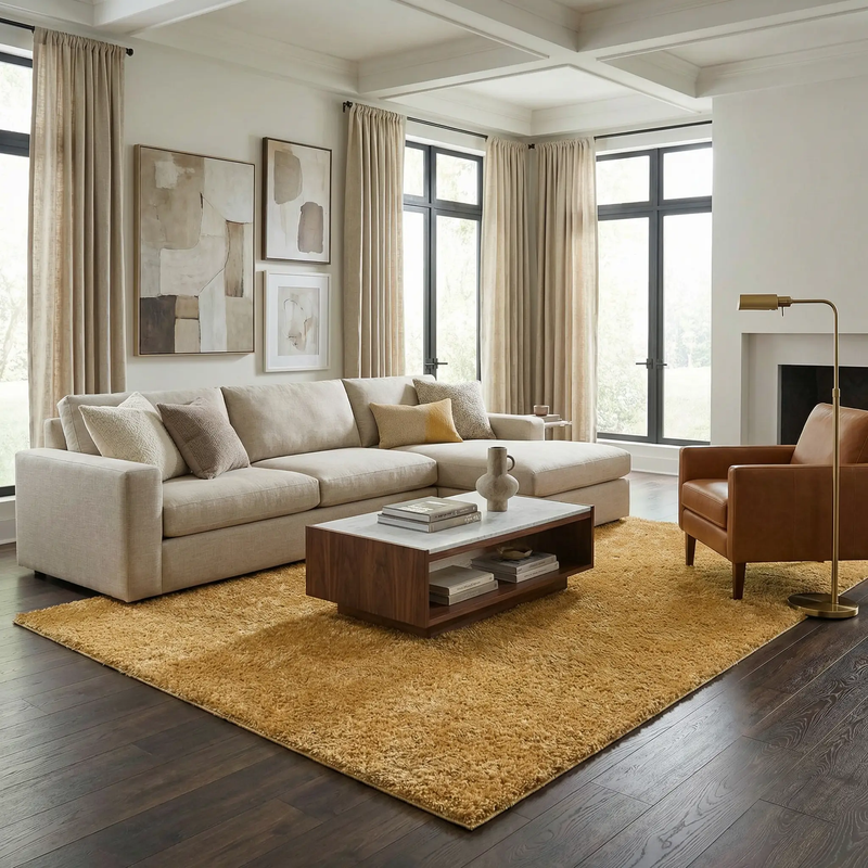 Heavenly Solid Mustard Plush Rug - Clearance by Boutique Rugs