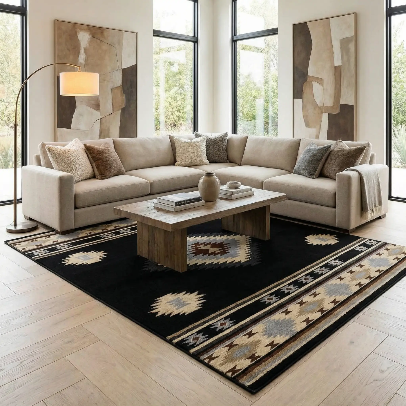 Buckhaven Black Southwestern Area Rug by Boutique Rugs