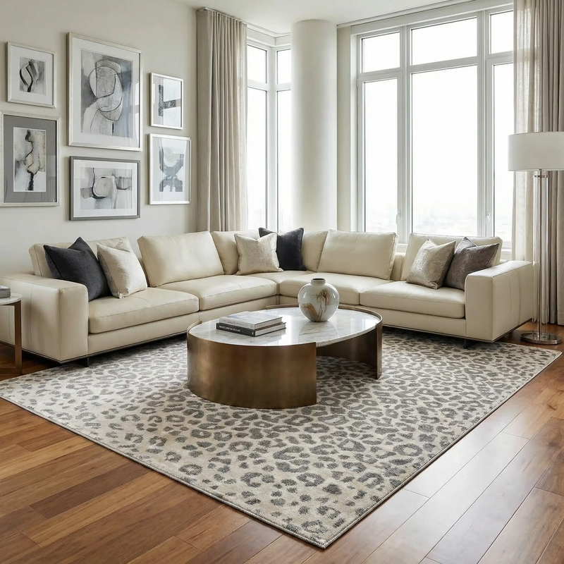 Beige Liversedge Leopard Print Area Rug by Boutique Rugs