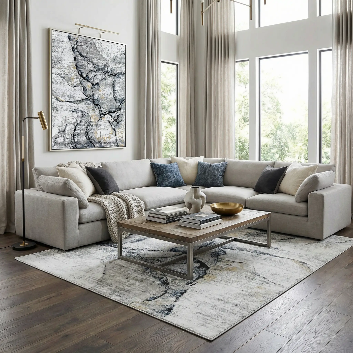 Fremantle Gray Marble Rug by Boutique Rugs