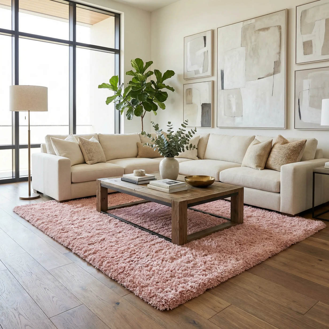 Faina Solid Pink Shag Washable Area Rug - Clearance by Boutique Rugs