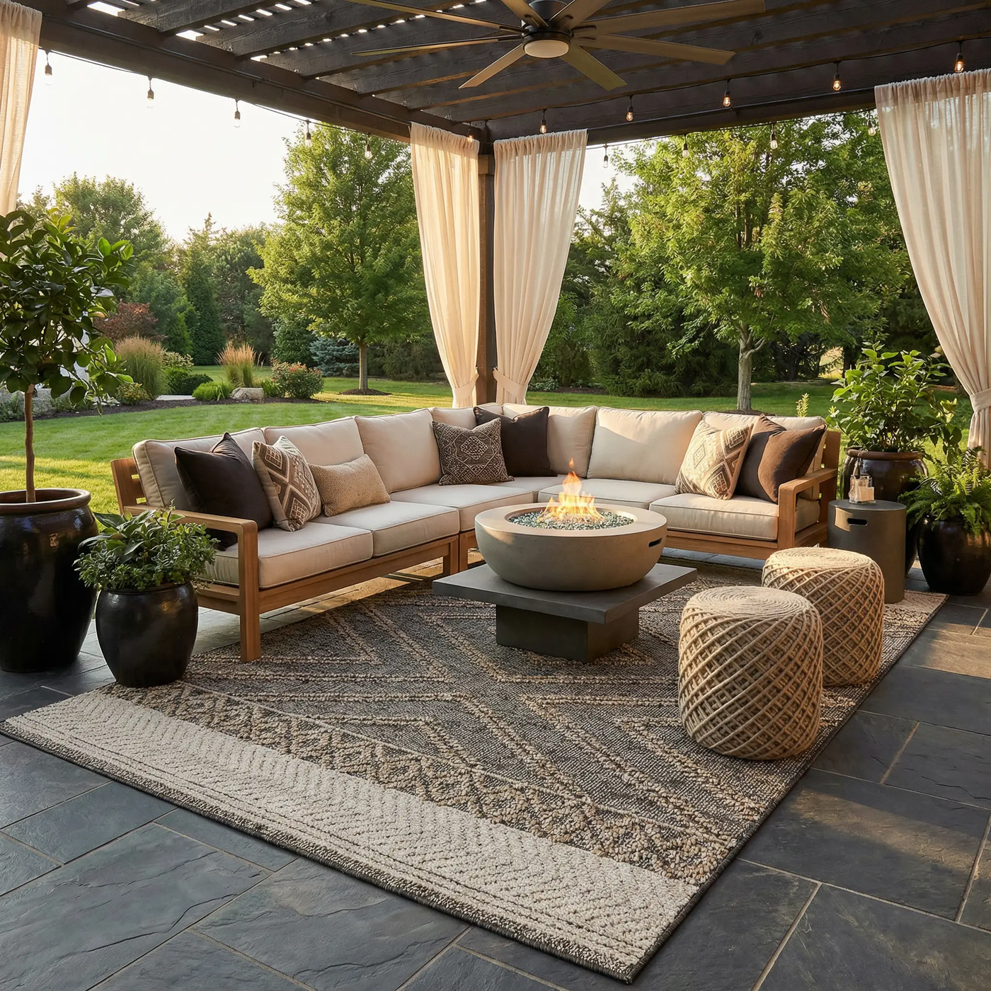 Beige Charcoal Areli Outdoor Area Rug by Boutique Rugs