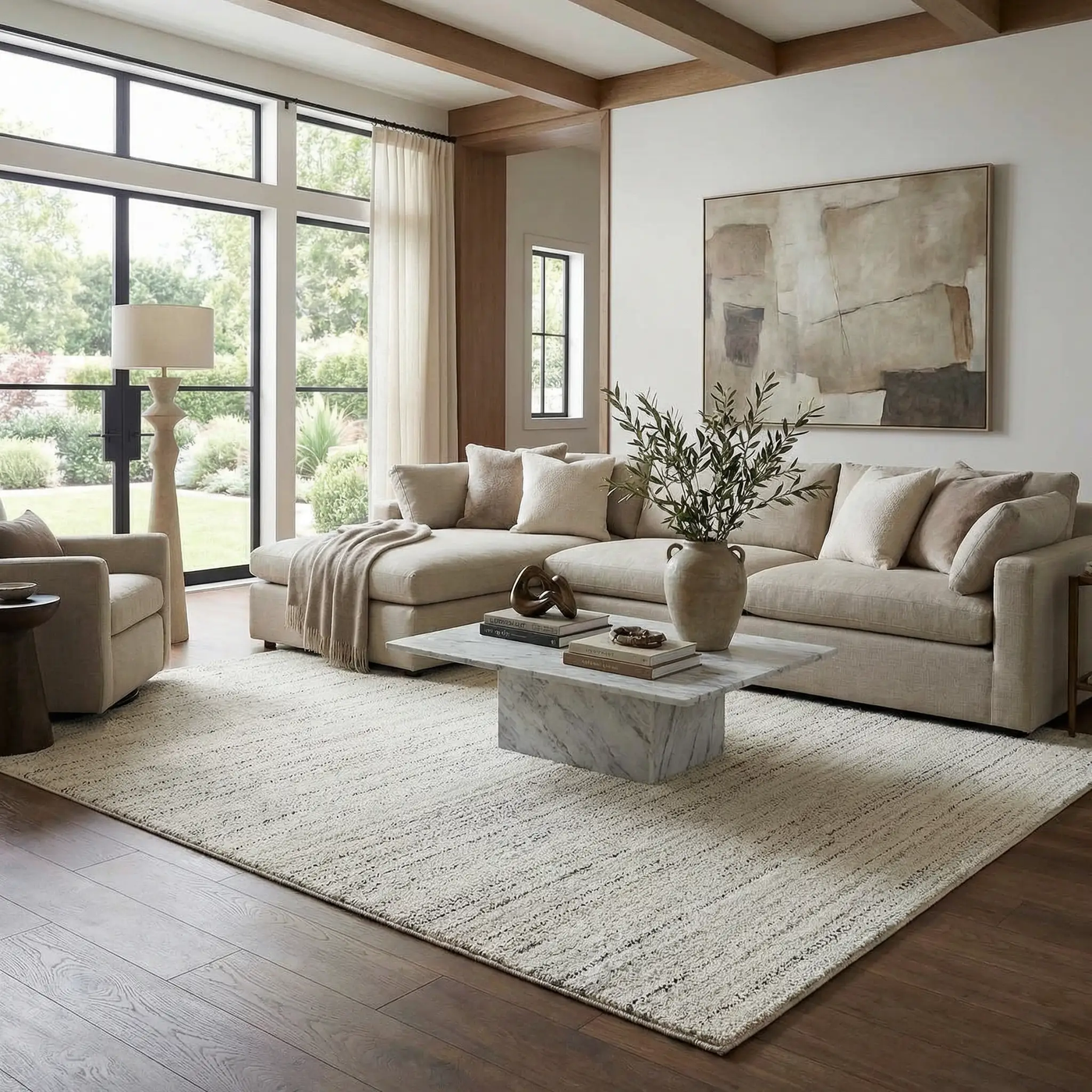 Sezja Beige Luxe Area Rug by Boutique Rugs