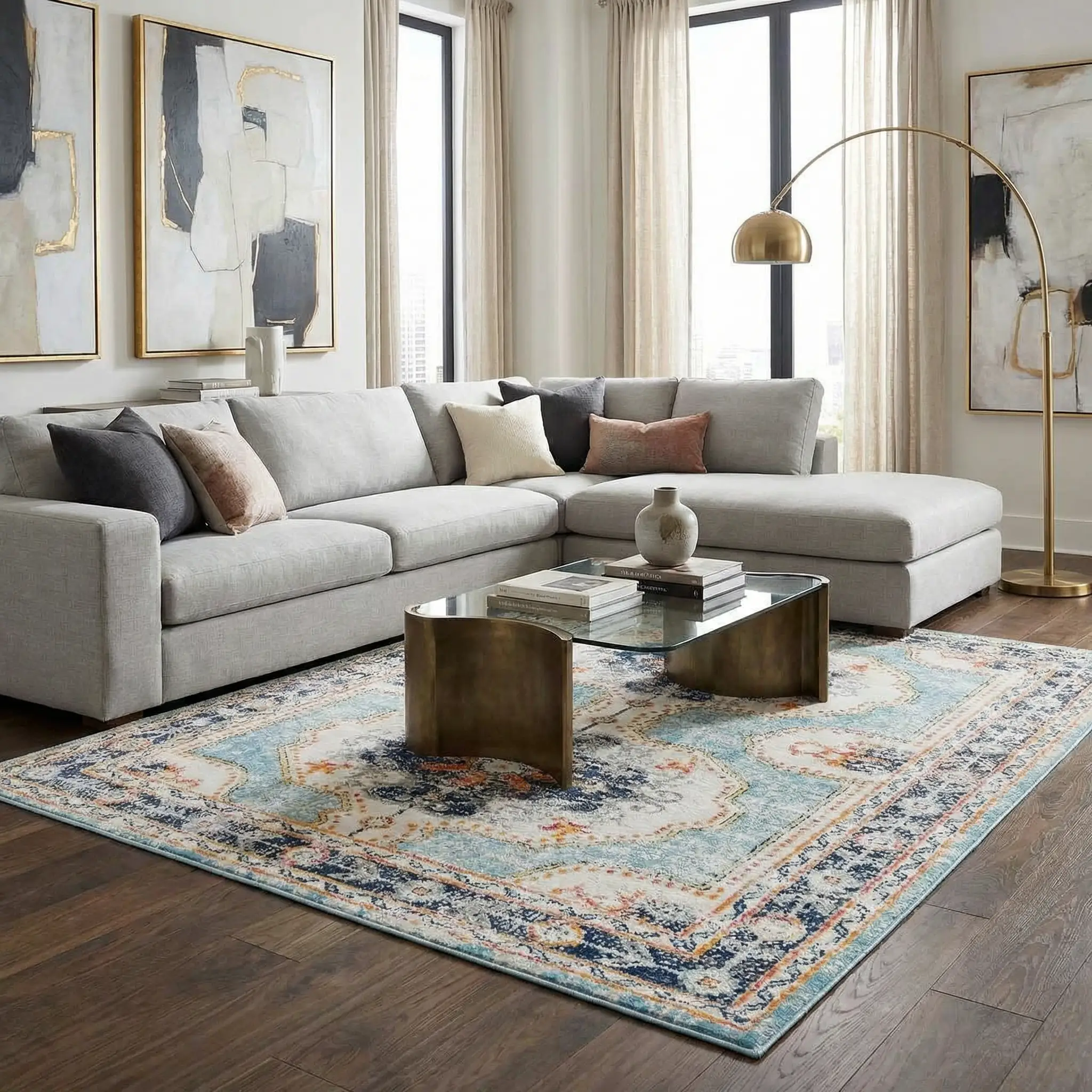 Tigried Turquoise 2308 Area Rug - Clearance by Boutique Rugs
