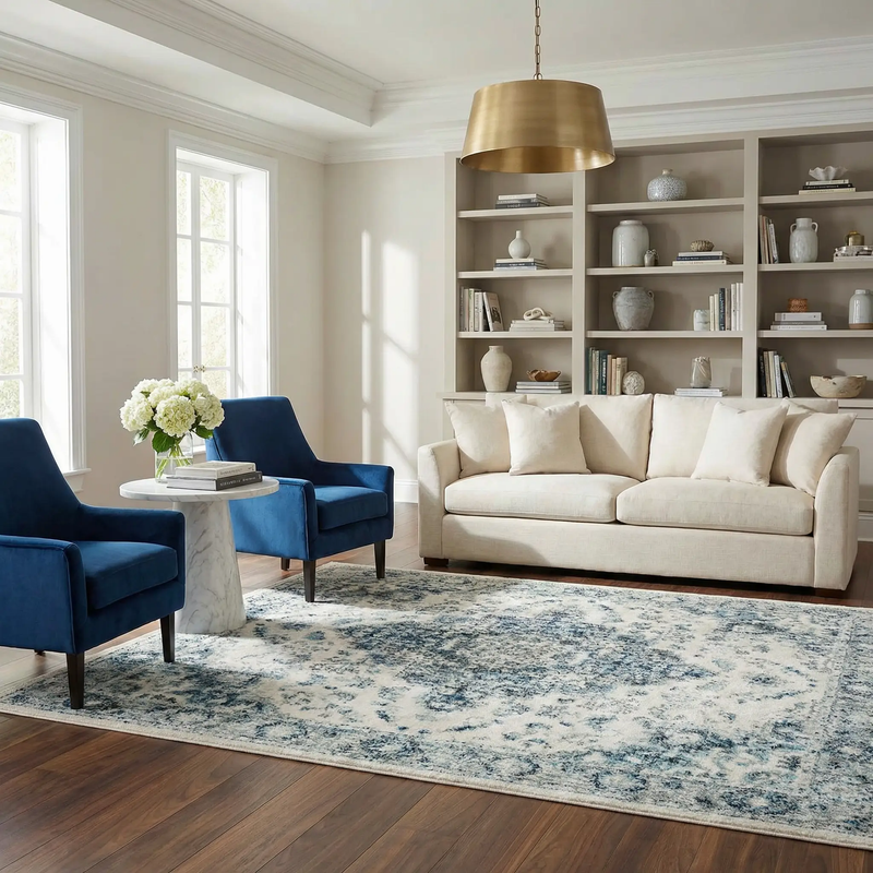 Istanbullu Blue Area Rug - Clearance by Boutique Rugs