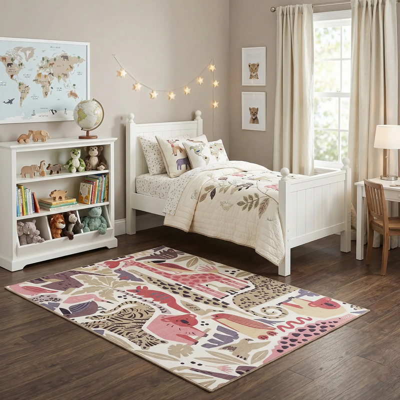 Natal Animal Print Washable Kids Rug - Clearance by Boutique Rugs