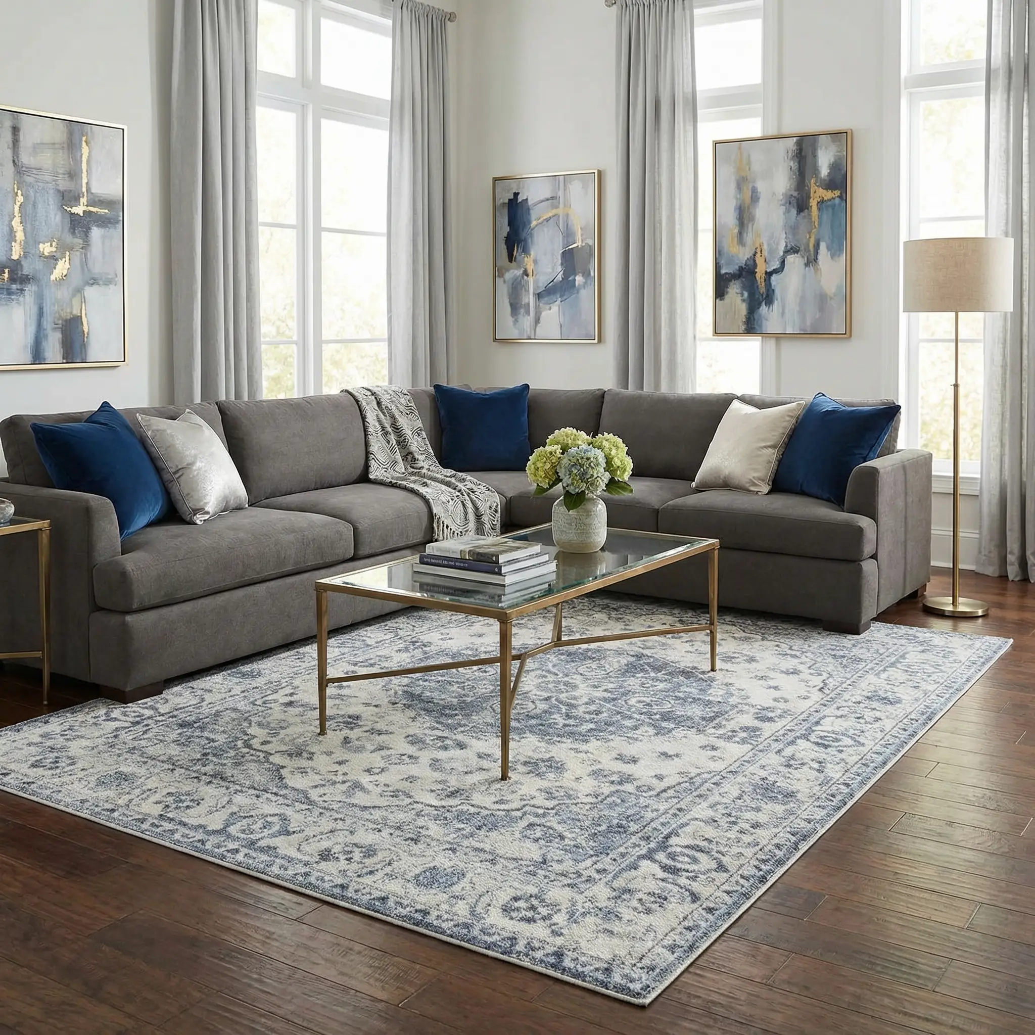 Blue Hiti Washable area rug - Clearance by Boutique Rugs