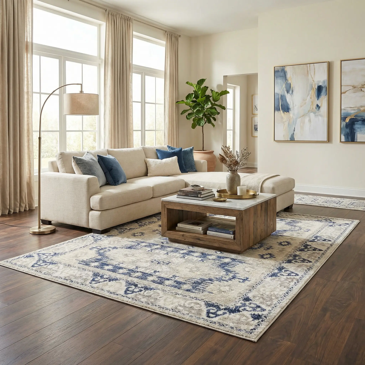 Bindi Navy Area Rug - Clearance by Boutique Rugs