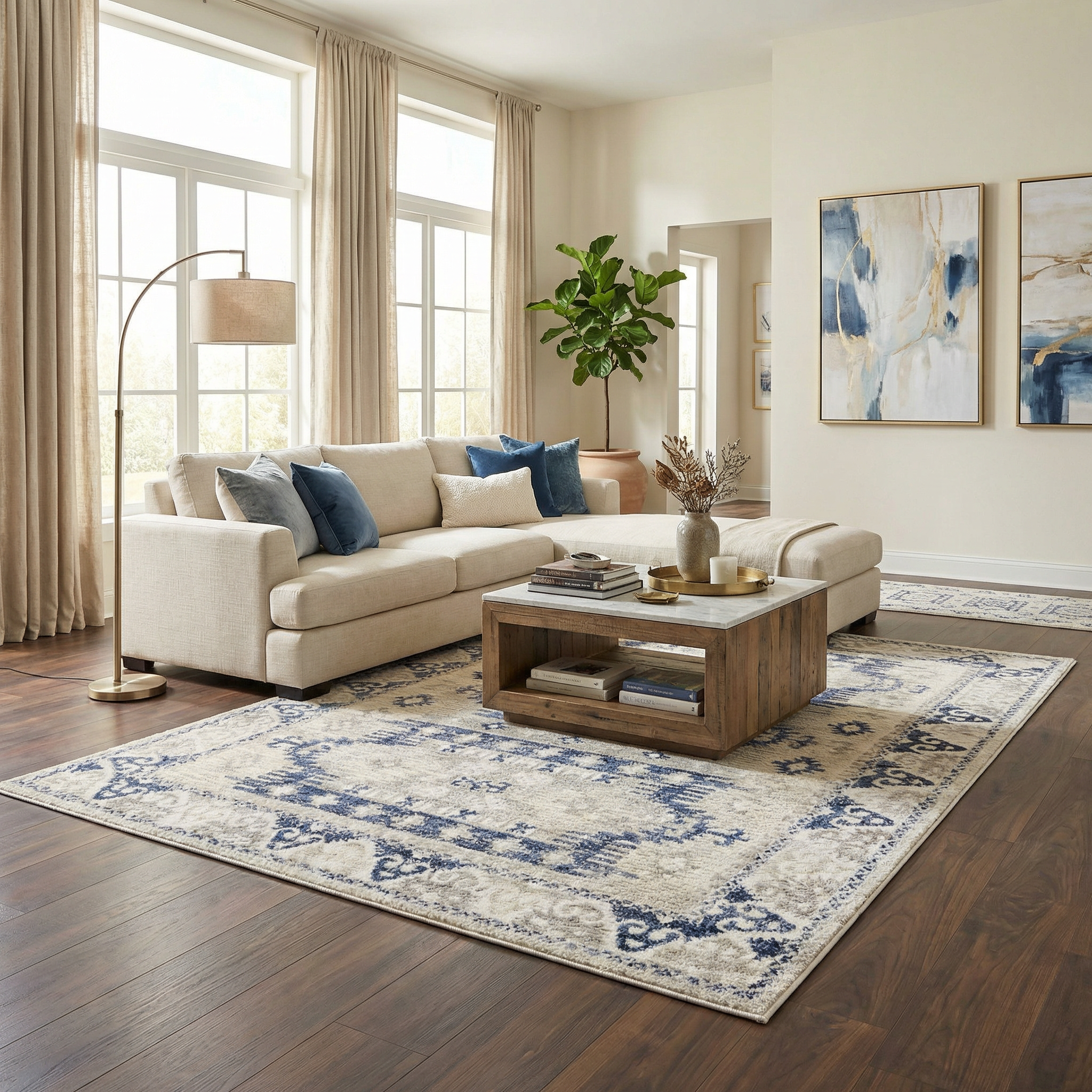 Bindi Navy Area Rug - Clearance by Boutique Rugs