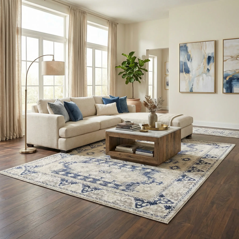 Bindi Navy Area Rug - Clearance by Boutique Rugs