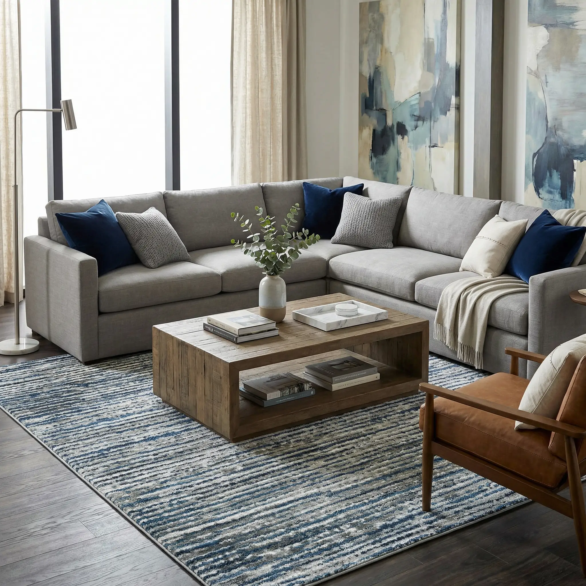 Bowmansdale Striped Navy Rug by Boutique Rugs