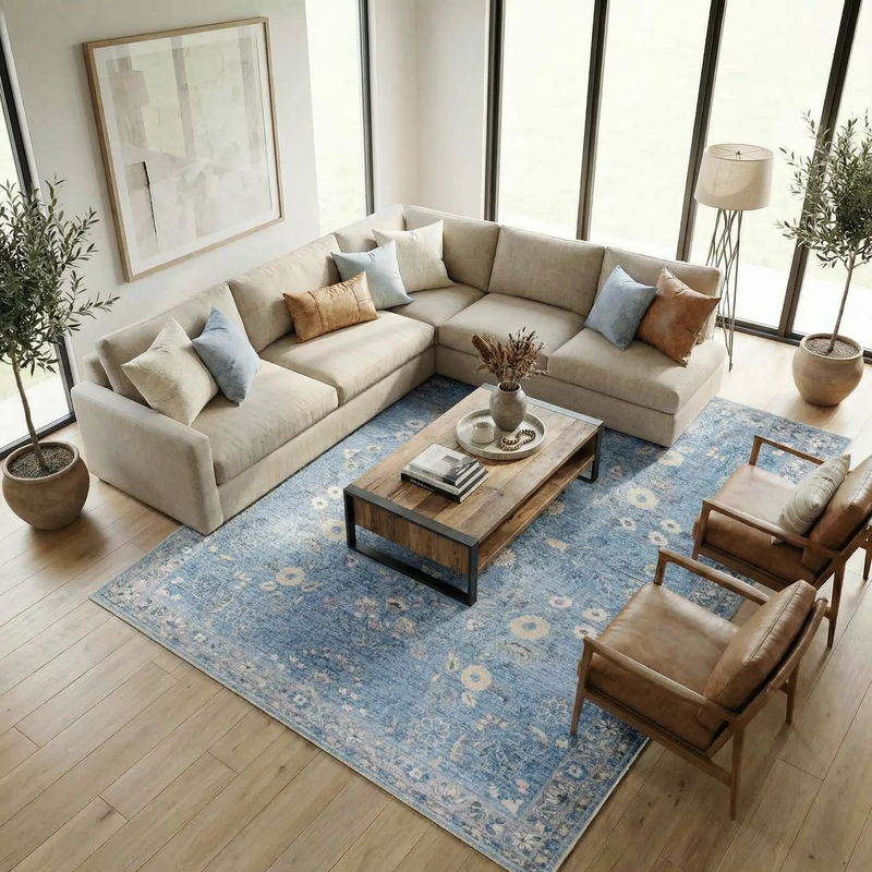 Meyly Blue Washable Area Rug by Boutique Rugs