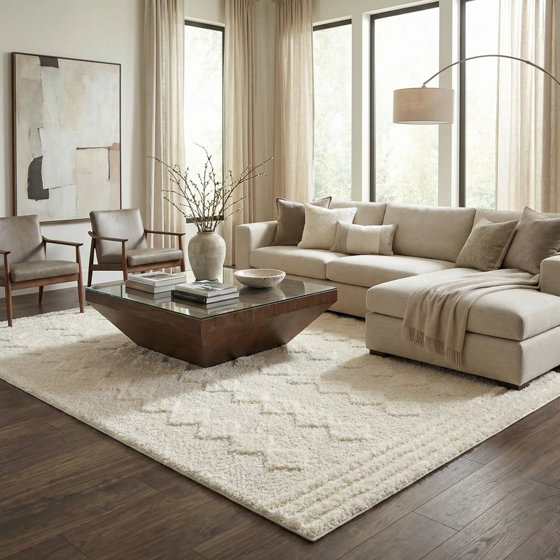 Hija Cream High-Low Area Rug - Clearance by Boutique Rugs