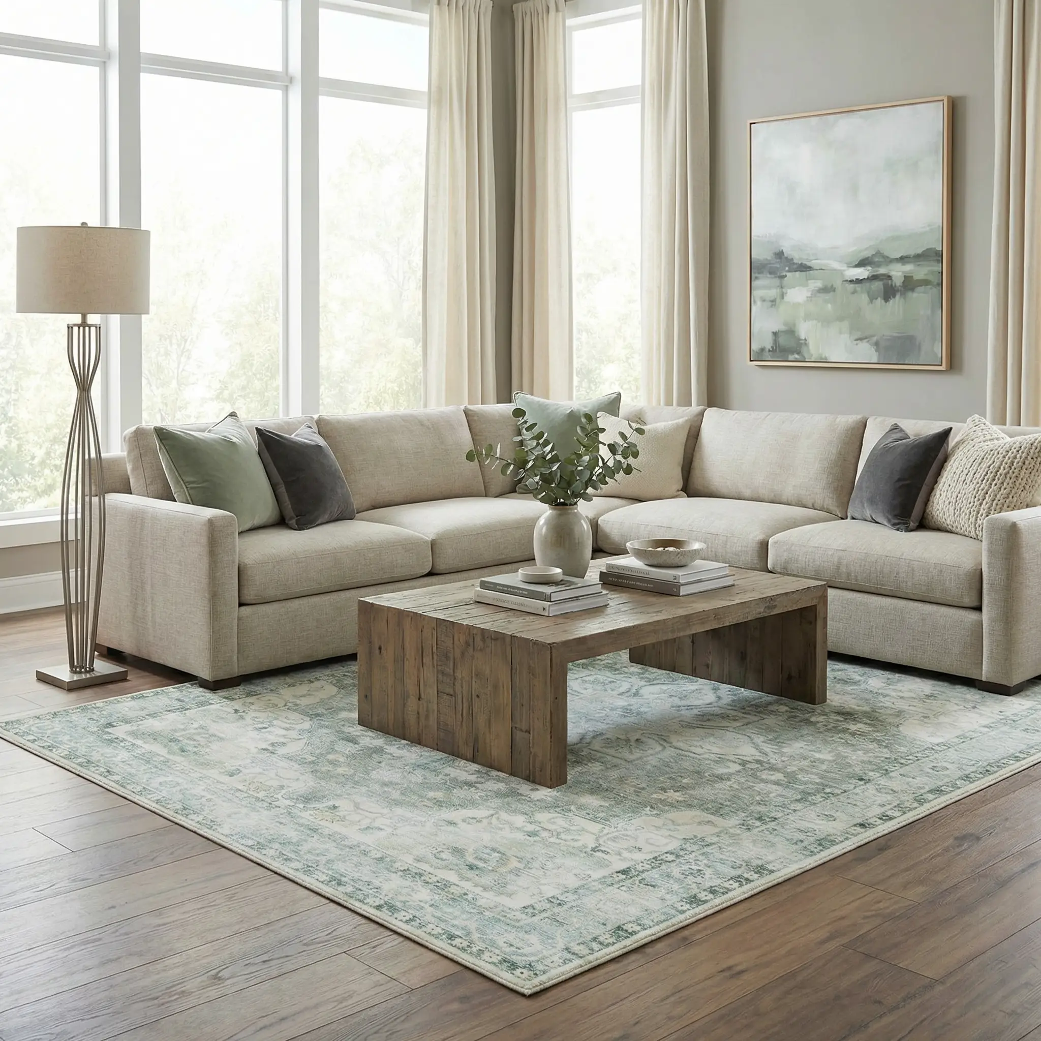 Lotan Green Medallion Washable Area Rug by Boutique Rugs