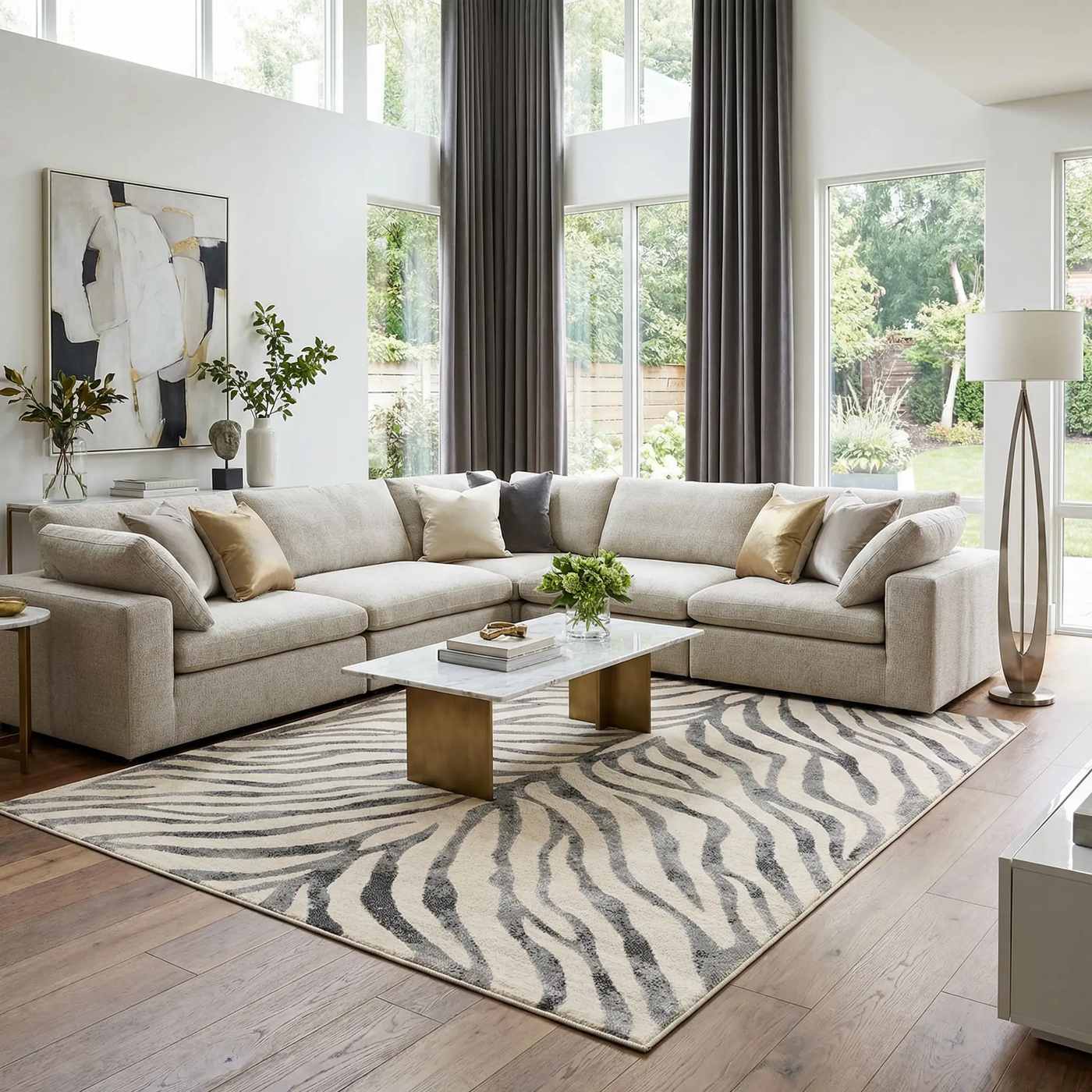 Gray Ecorse Zebra Print Area Rug by Boutique Rugs