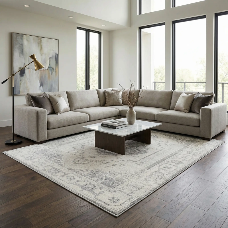 Tigried Ivory & Gray 2315 Area Rug - Clearance by Boutique Rugs