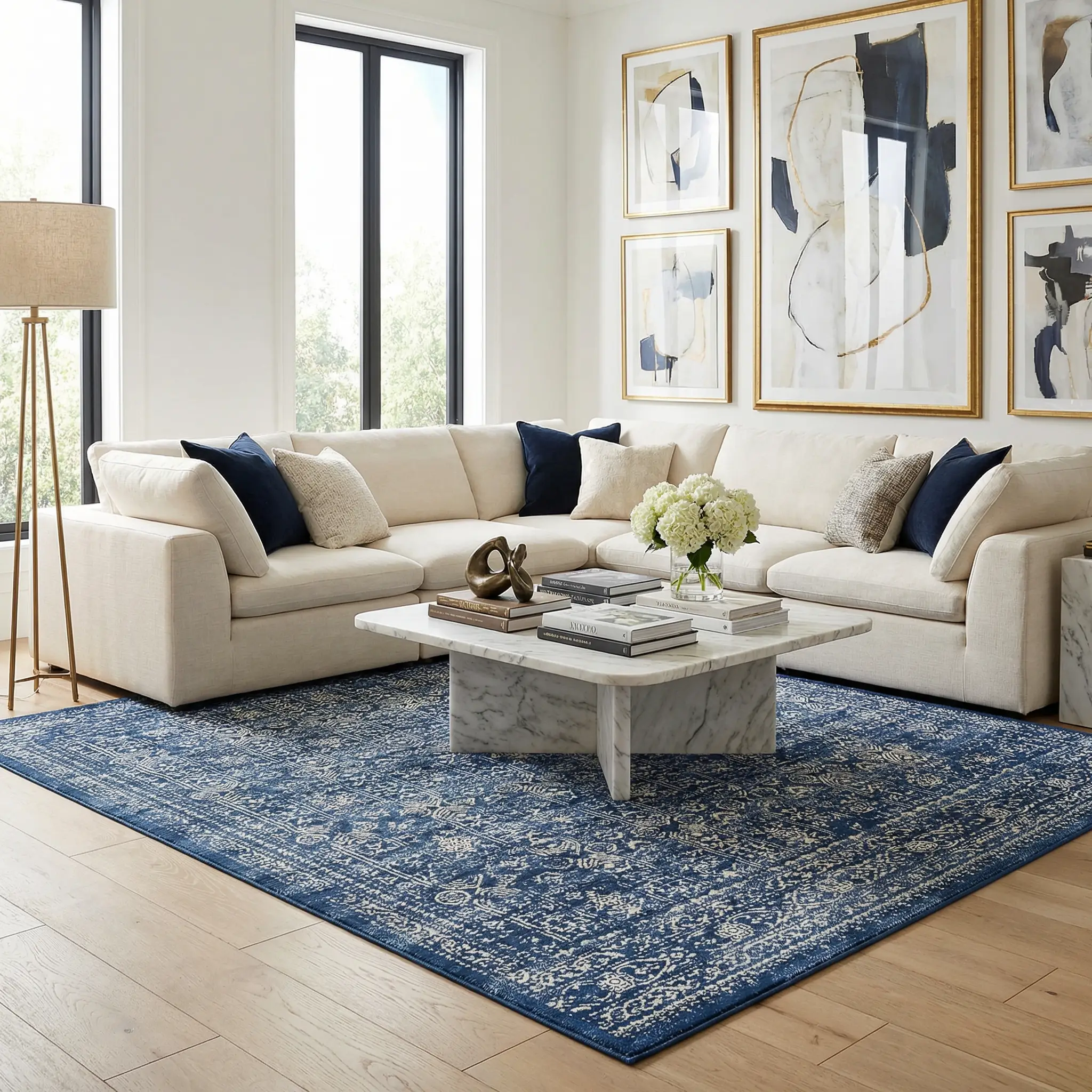 Michie Dark Blue Area Rug by Boutique Rugs