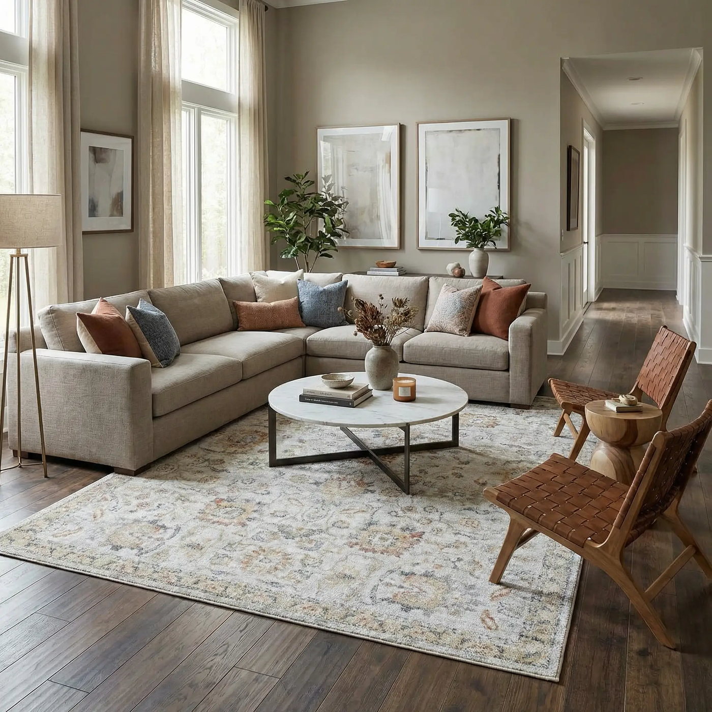 Dion Washable Floral Rug - Clearance by Boutique Rugs