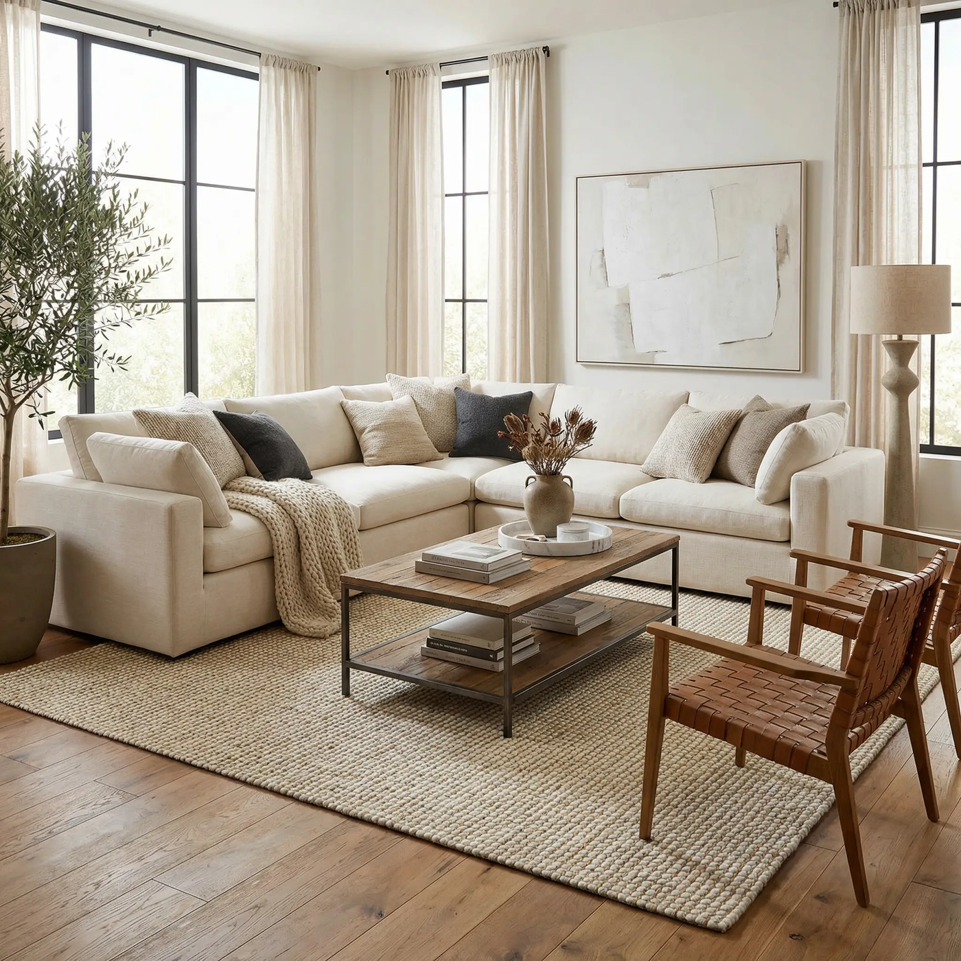 Riki Cream Jute-Wool Blend Rug by Boutique Rugs