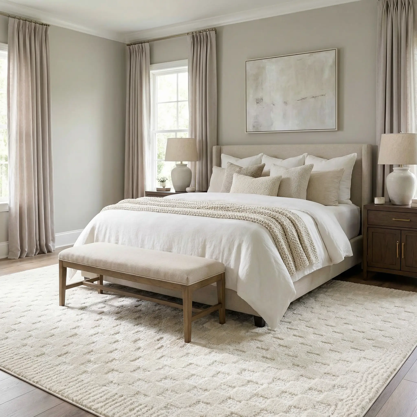 Leryn Ivory Checkered Area Rug by Boutique Rugs