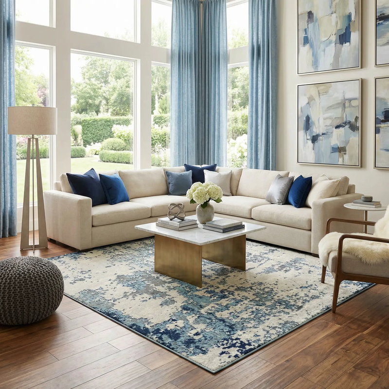 Beverly Abstract Blue Area Rug by Boutique Rugs