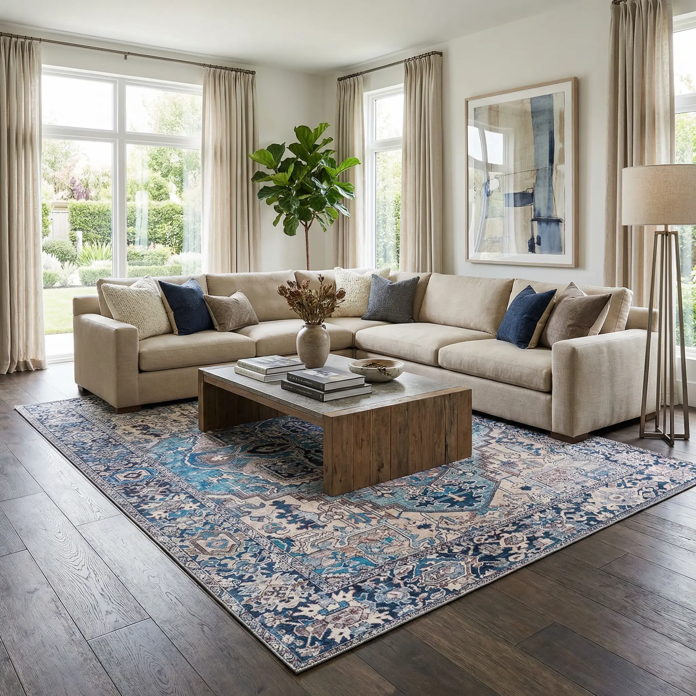 Neyland Iris Blue Area Rug 2362 by Boutique Rugs