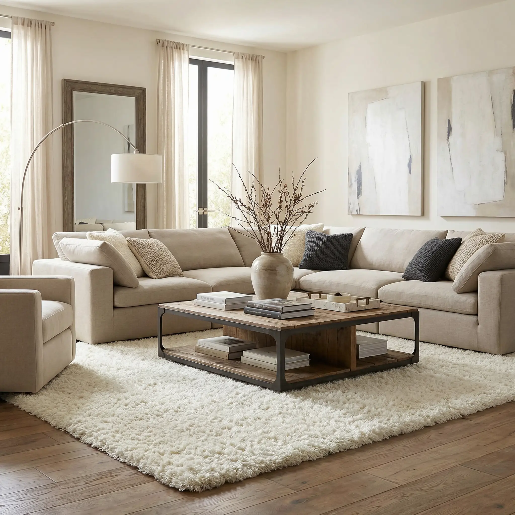 Siari Solid Cream Plush Rug by Boutique Rugs