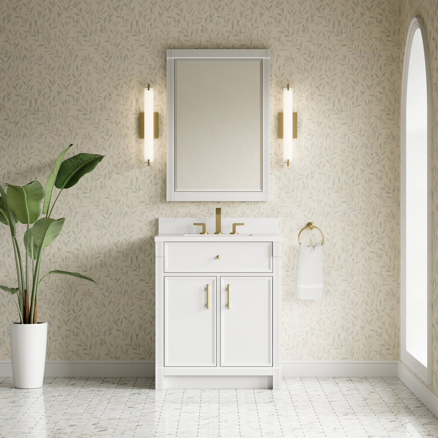 James Martin Bellshire 30" Single Bathroom Vanity, Bright White by James Martin