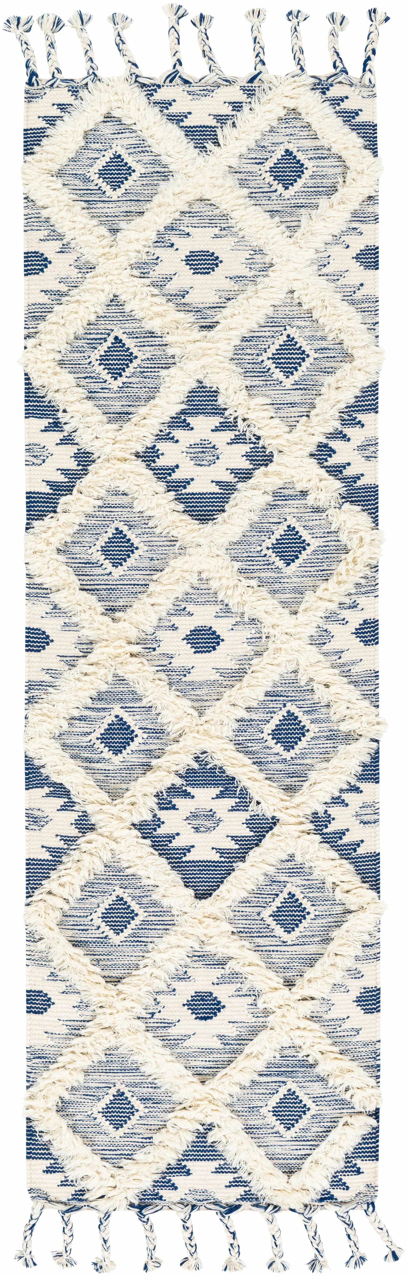 Painesdale Blue/White Wool Carpet - Clearance by Boutique Rugs