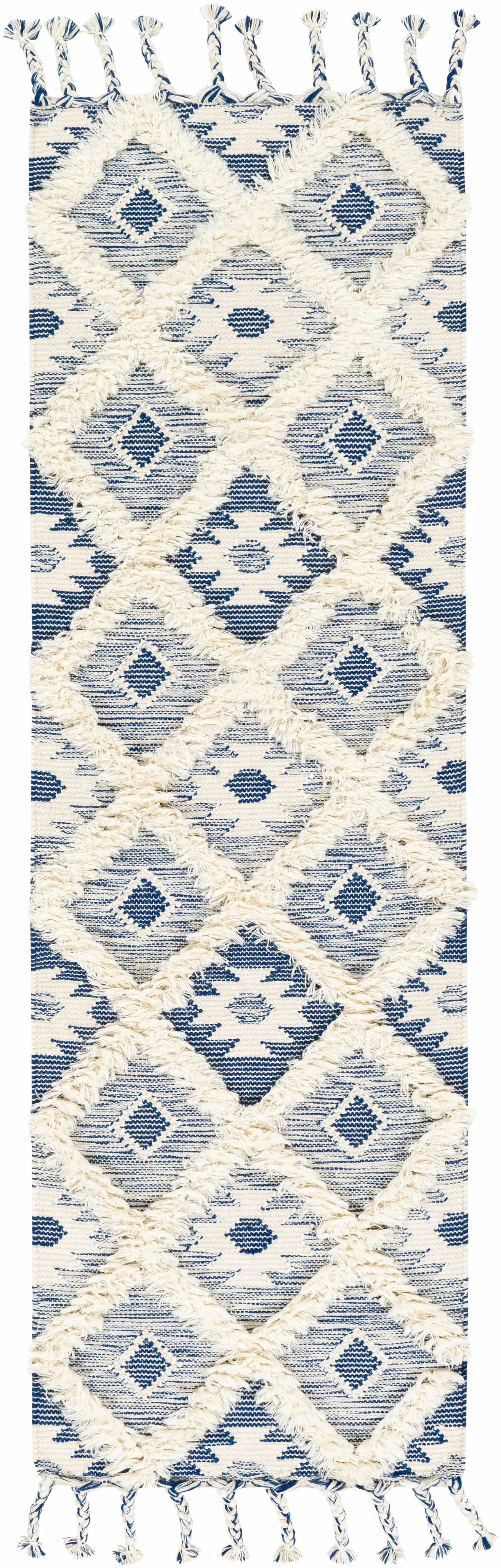 Painesdale Blue/White Wool Carpet - Clearance by Boutique Rugs