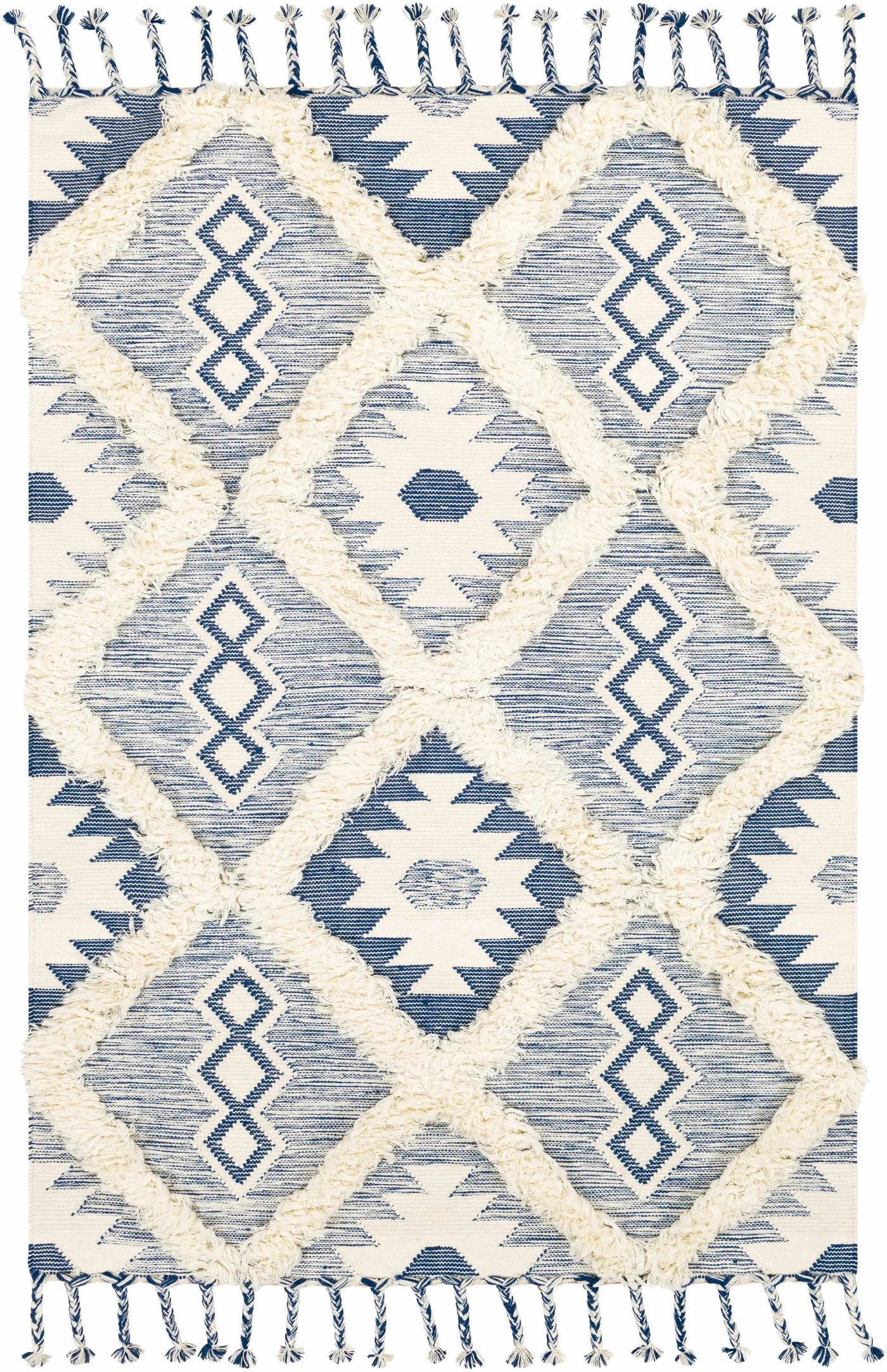 Painesdale Blue/White Wool Carpet - Clearance by Boutique Rugs