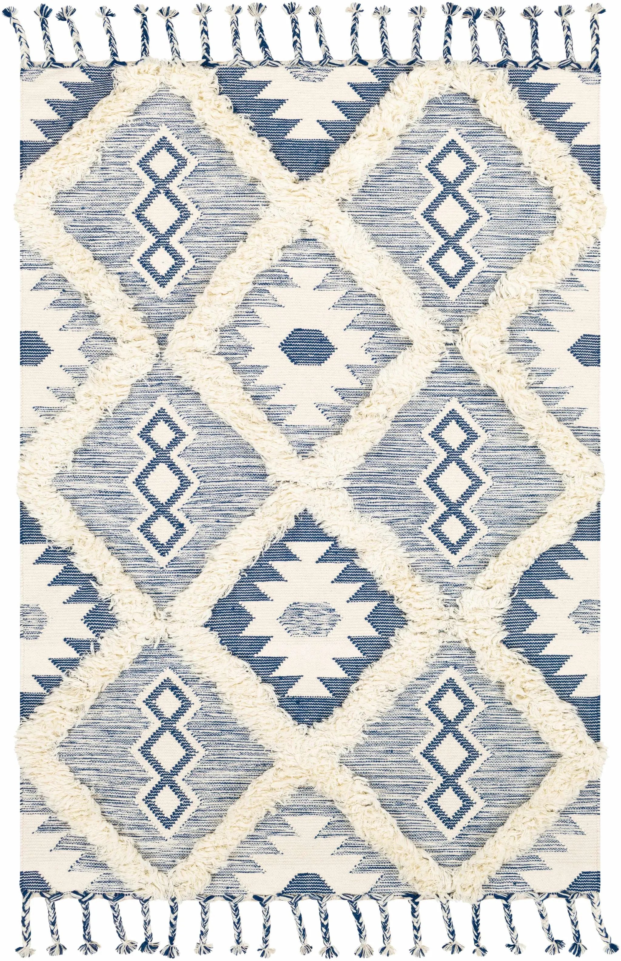 Painesdale Blue/White Wool Carpet - Clearance by Boutique Rugs