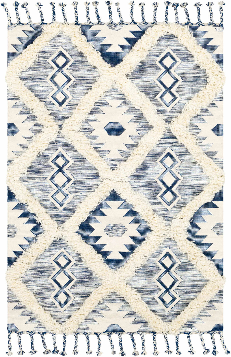 Painesdale Blue/White Wool Carpet - Clearance by Boutique Rugs