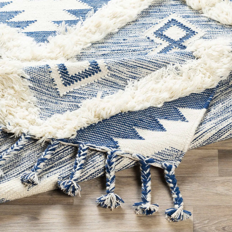 Painesdale Blue/White Wool Carpet - Clearance by Boutique Rugs