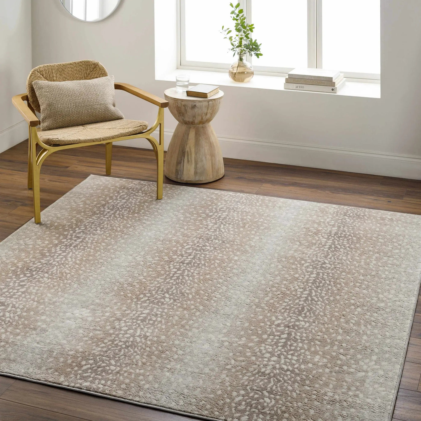 Pointblank Tan Leopard Print Rug by Boutique Rugs