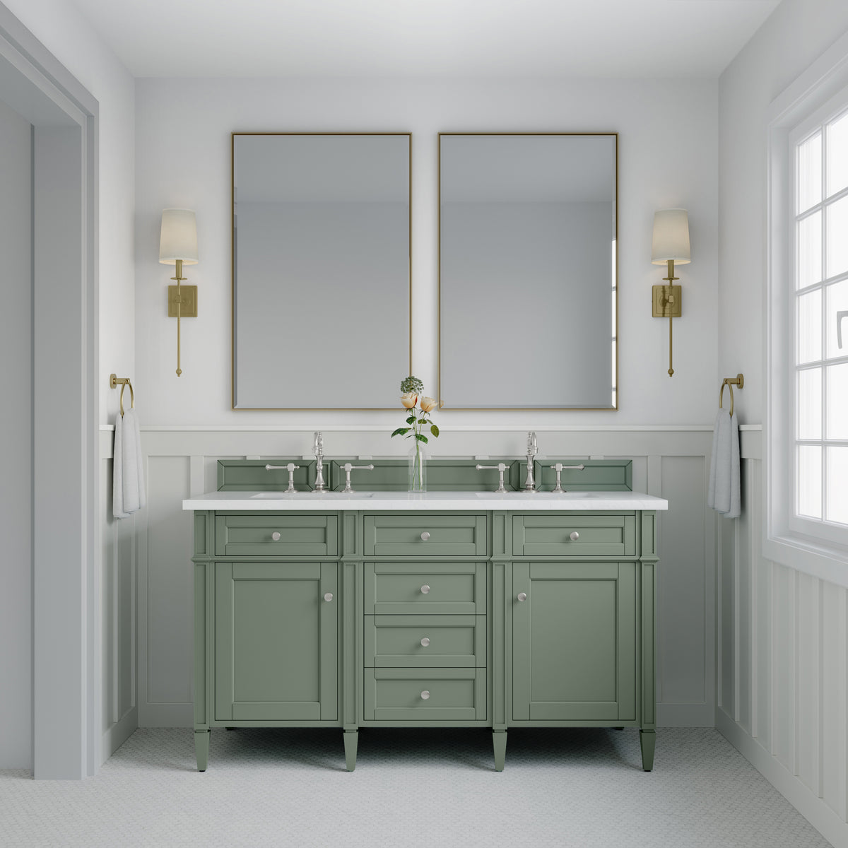James Martin Brittany 60" Double Bathroom Vanity, Smokey Celadon, view 19
