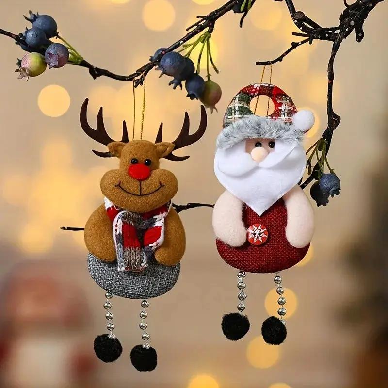Polyester Christmas Ornament Set - Durable Tree and Home Decorations with Santa, Snowman, Reindeer and Bear Figures by House Of Avana
