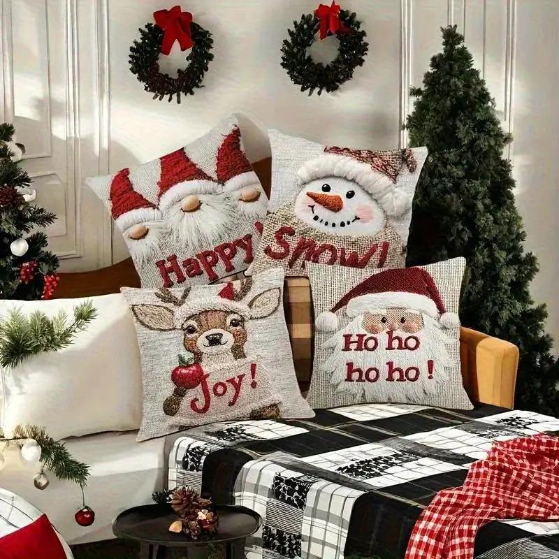 Polyester Christmas Pillow Covers 17.72x17.72-Inch with Zipper Closure by House Of Avana