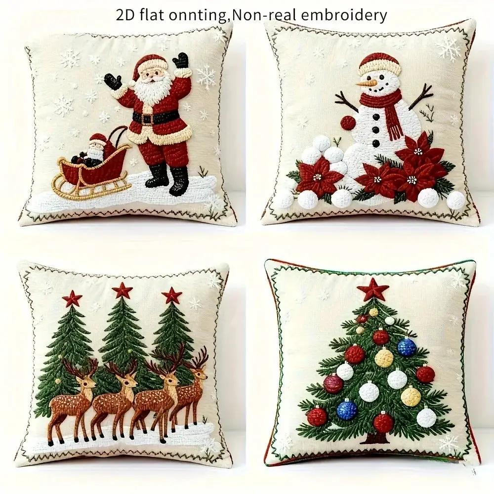 Polyester Christmas Pillow Covers - 4pcs with Zipper Closure by House Of Avana