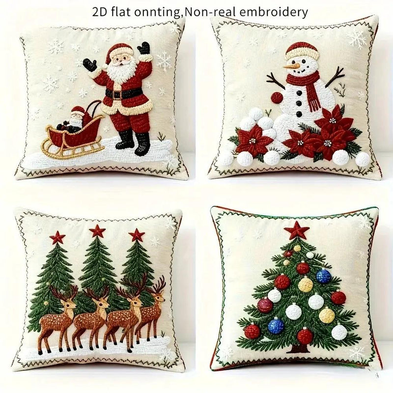 Polyester Christmas Pillow Covers - 4pcs with Zipper Closure by House Of Avana
