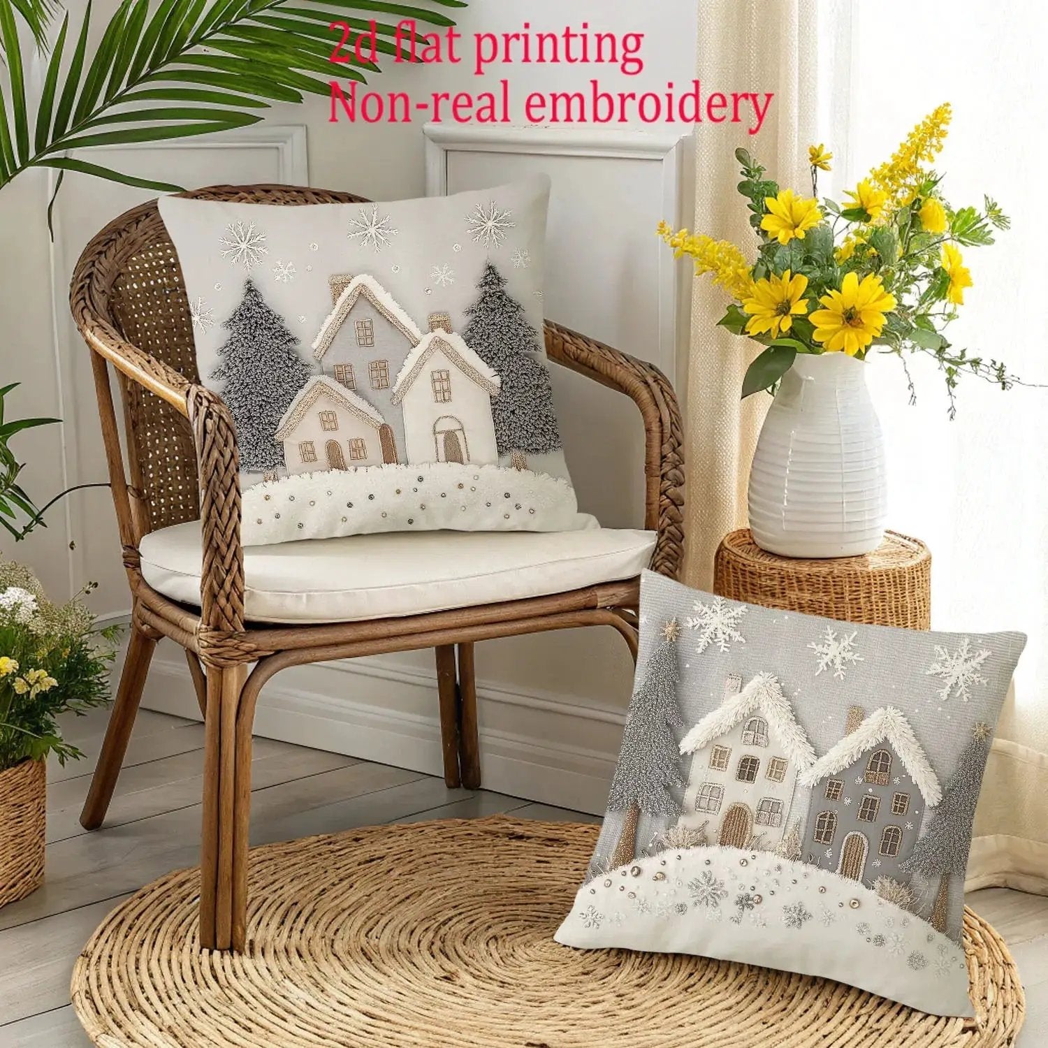 Polyester Christmas Throw Pillow Covers, Zipper Closure, 18-20" Sizes by House Of Avana