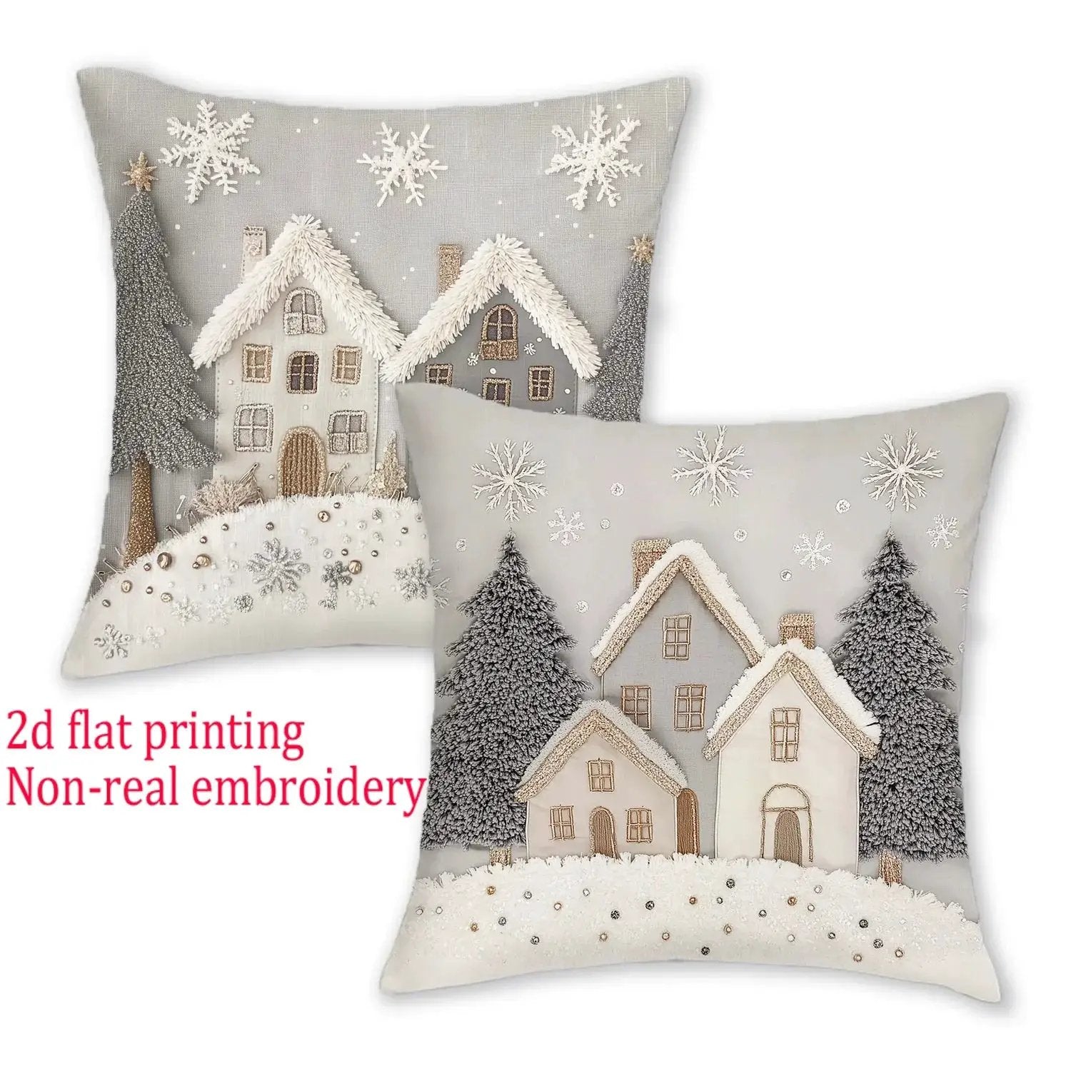Polyester Christmas Throw Pillow Covers, Zipper Closure, 18-20" Sizes by House Of Avana