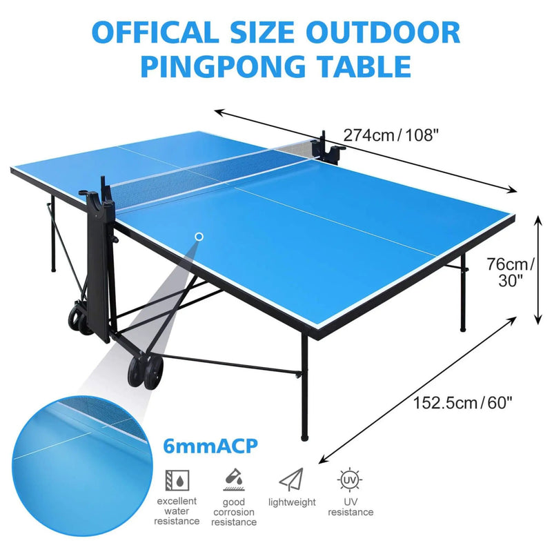 Portable 108-Inch Full-Size Table Tennis Table Set With Net, Paddles And Balls (SAK50384) by SAKSBY WHOLESALE