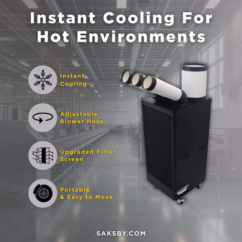 Portable 220V 2.5KW Outdoor 22K BTU Industrial Spot Cooling Air Conditioner (SAK42058) by SAKSBY WHOLESALE