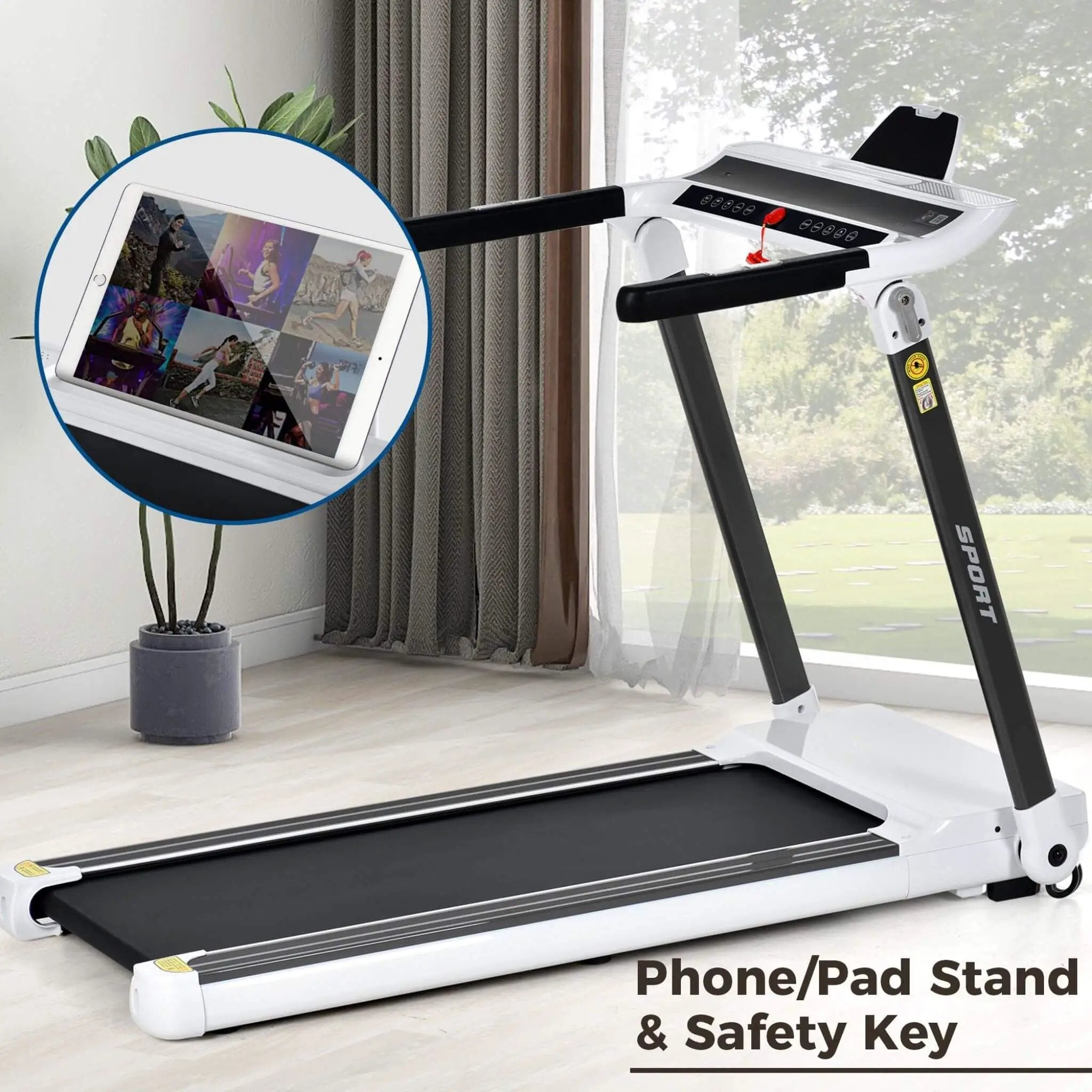 Rovix Portable Compact Home Cardio Fitness Treadmill With 3.5HP Electric Motor & Bluetooth Speakers (SAK32416) by SAKSBY WHOLESALE