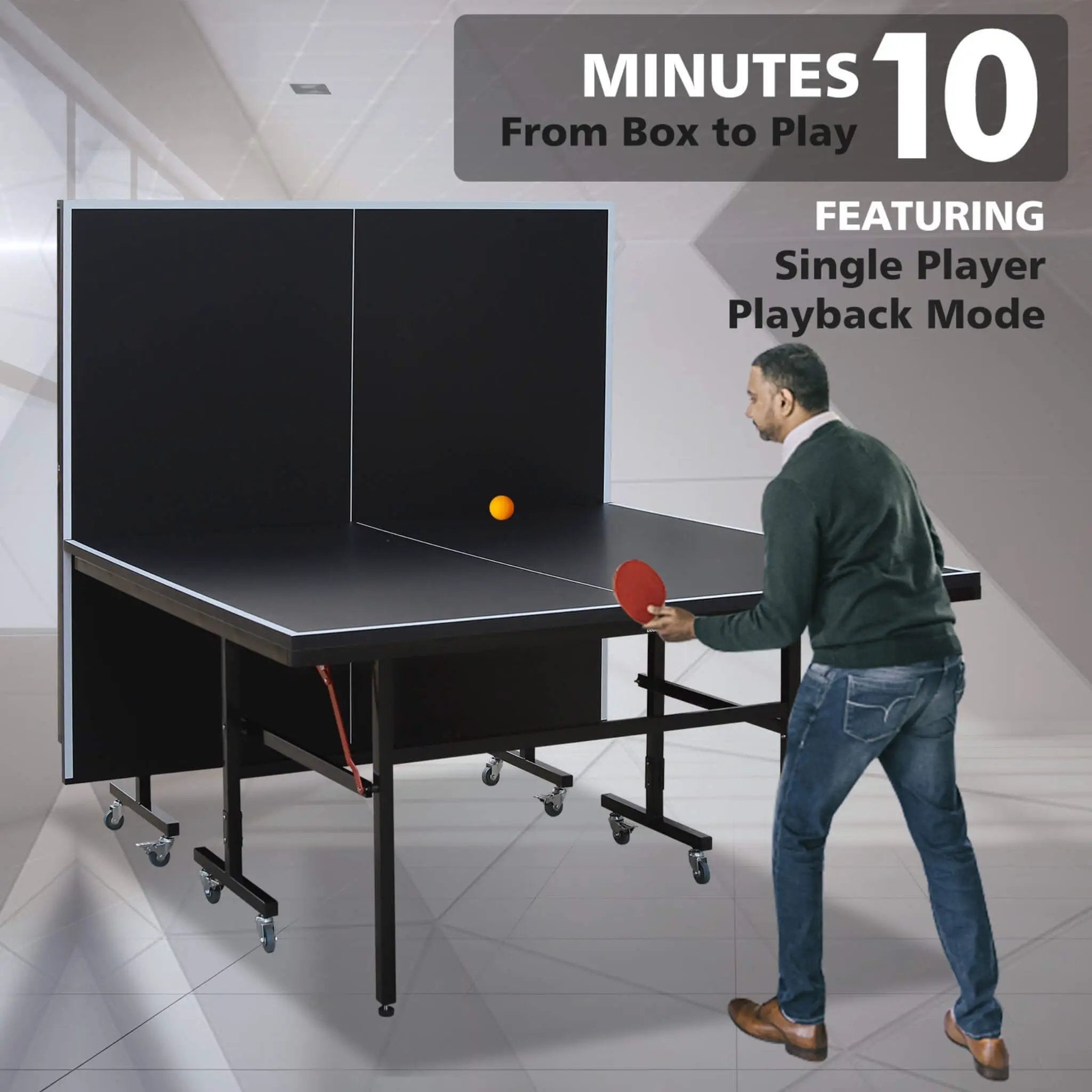9FT Portable Mid-Size Ping Pong Table Set With Paddles, Balls, And Net (SAK82019) by SAKSBY WHOLESALE