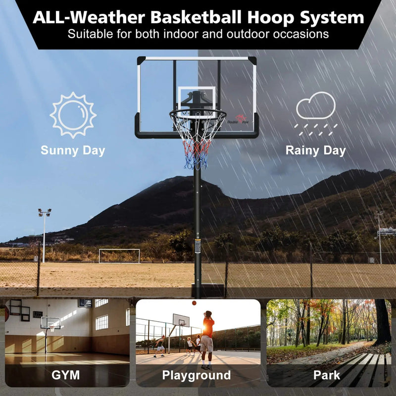 Portable Outdoor All-Weather Height Adjustable Basketball Hoop With 44-Inch Backboard And Wheels, 10FT (SAK58741) by SAKSBY WHOLESALE