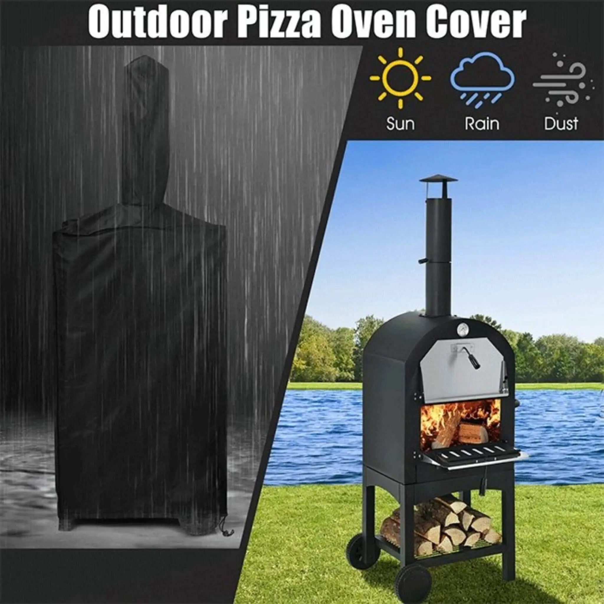 Portable Outdoor Wood Fired Pizza Oven W/ Pizza Stone & Waterproof Cover (SAK82635) by SAKSBY WHOLESALE