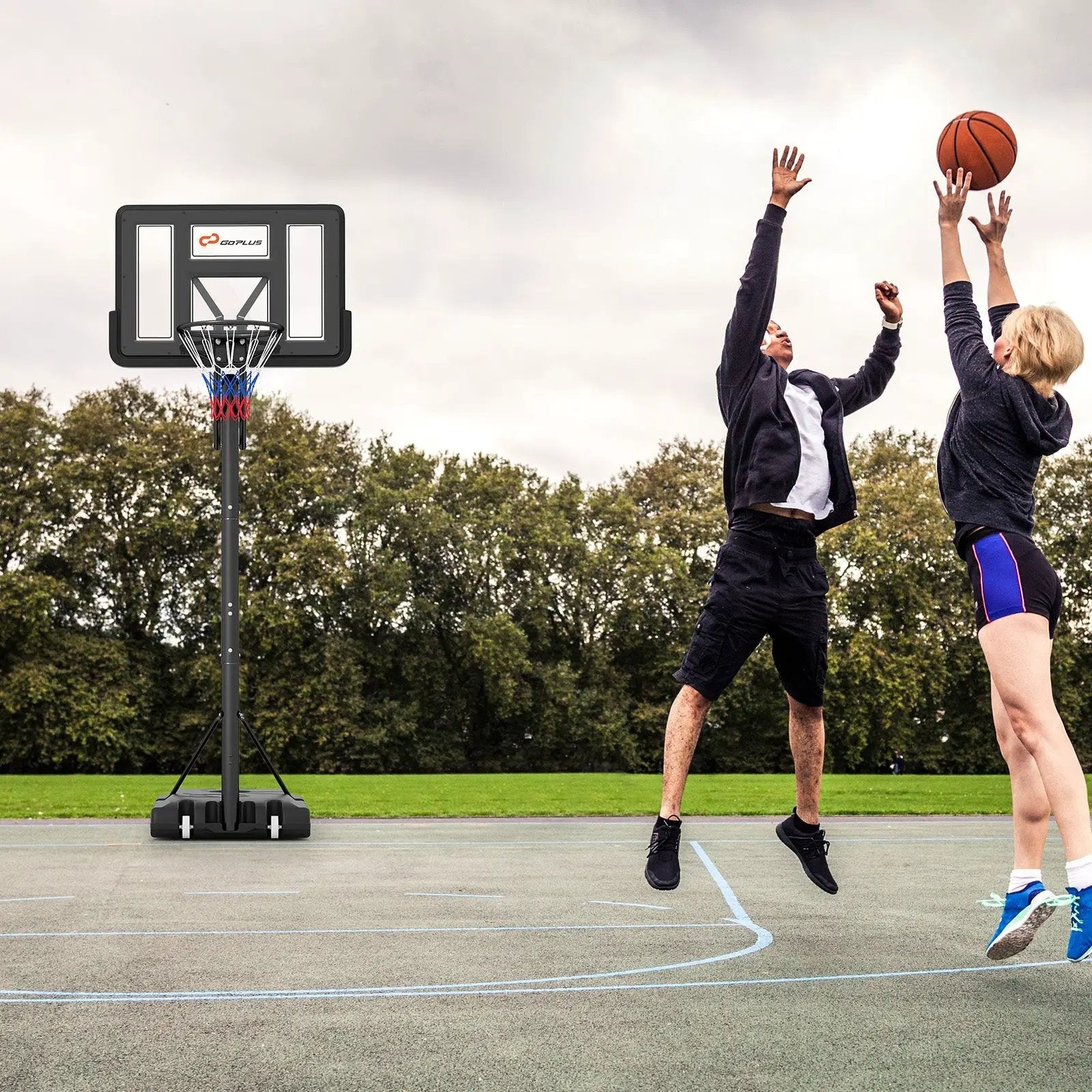 Portable Basketball Hoop with 4.6 to 10 Feet 10-Level Height Adjustable by DirectDeals